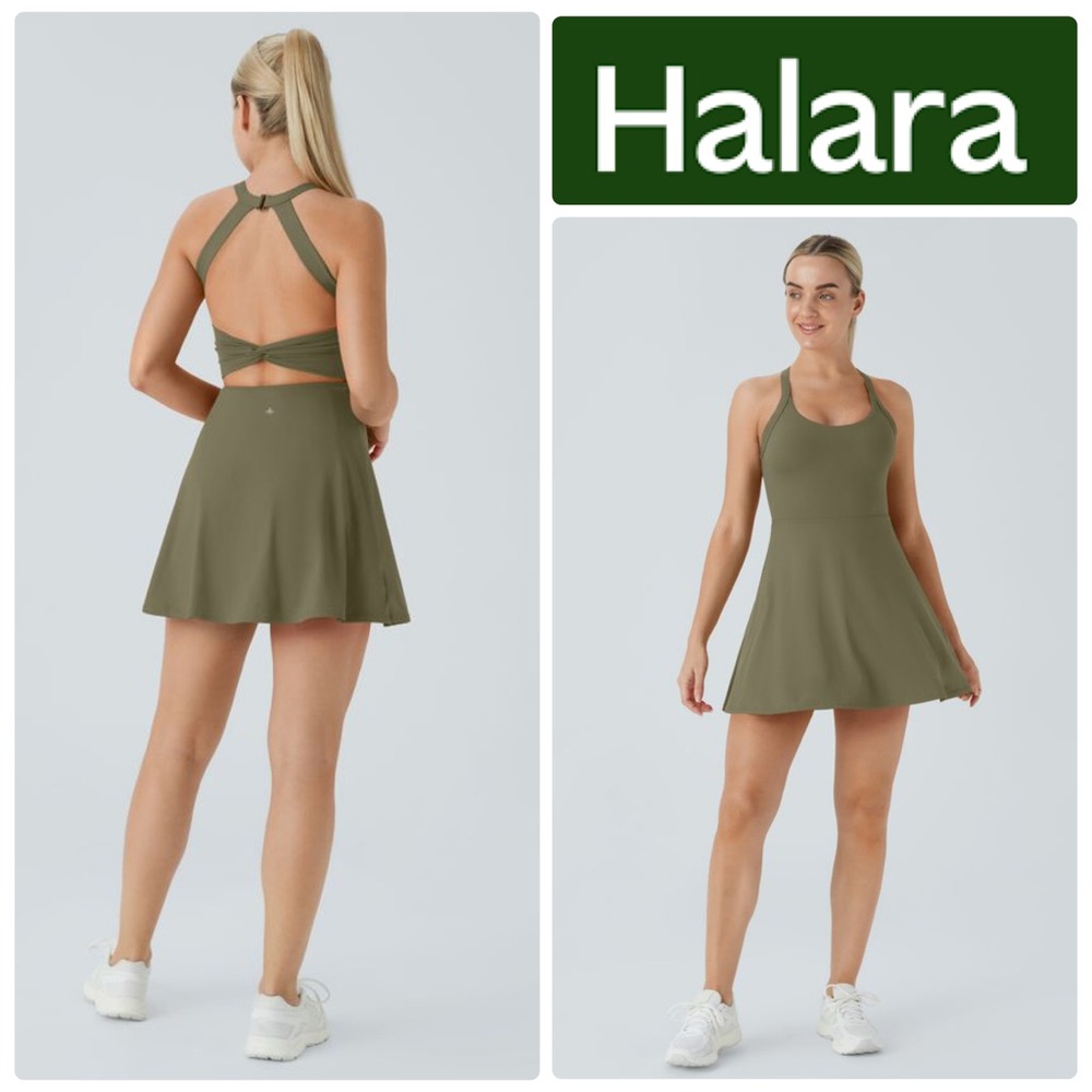HALARA Green Softlyzero Airy Backless Twisted Dress-Easy Peezy Edition